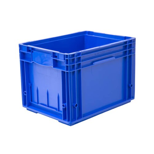 Пластиковый контейнер KLT 4280 универсальный синий, стенки сплошные, дно с отверстиями,  396х297х280 мм
