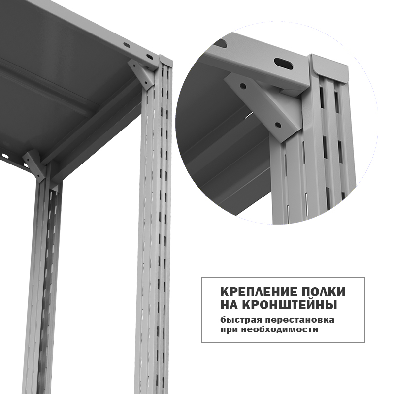 Полка ГТС Универсал с кронштейнами, 1000x400 мм., метал., до 300 кг – изображение №4