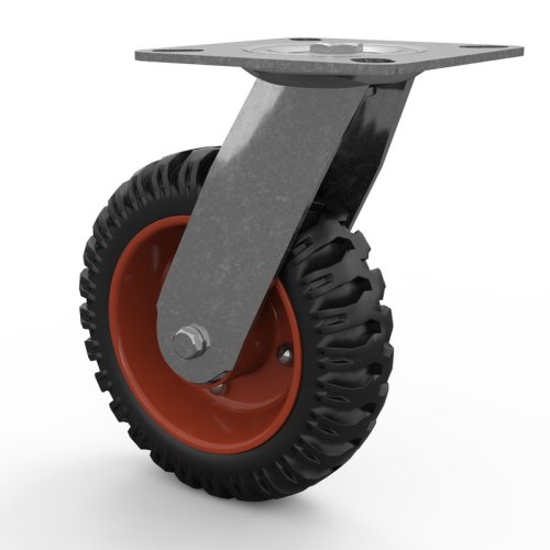 Большегрузное колесо для тележек поворотное ⌀200 мм - литая протекторная резина