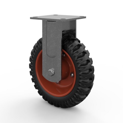 Большегрузное колесо для тележек неповоротное ⌀160 мм - литая протекторная резина