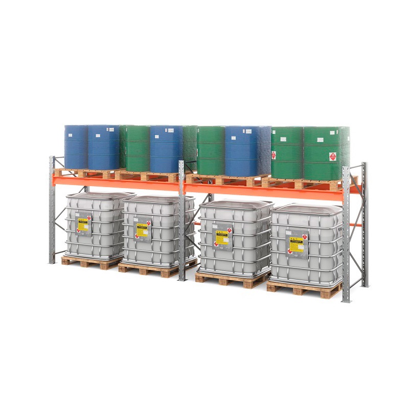 Две секции стеллажа металлического паллетного 2000х1800х1100 мм (100.1.5). Ярусы: пол+1