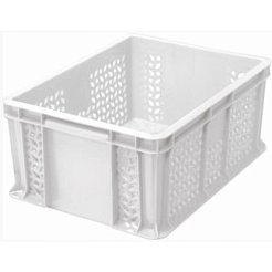 Пластиковый контейнер для хранения универсальный перфорированный, 400х300х180 (Белый морозостойкий)