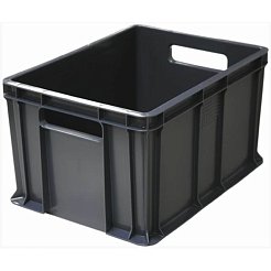 Пластиковый контейнер для хранения универсальный, сплошной 400х300х230 (Черный)