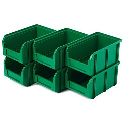 Пластиковый ящик V-2-К6-зеленый , 234х149х120мм, комплект 6 штук