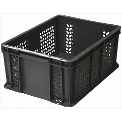 Пластиковый контейнер для хранения универсальный перфорированный, 400х300х180 (Черный)