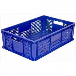Пластиковый контейнер для хранения универсальный перфорированный, 600х400х180 (Синий)
