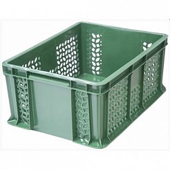 Пластиковый контейнер для хранения универсальный перфорированный, дно сплошное 400х300х180 (Зеленый)