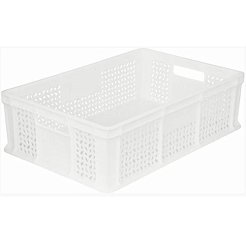 Пластиковый контейнер для хранения универсальный перфорированный, 600х400х180 (Белый морозостойкий)