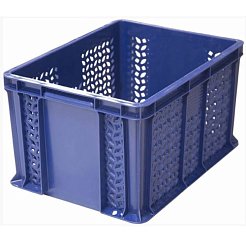 Пластиковый контейнер для хранения универсальный перфорированный, 400х300х230 (Синий)