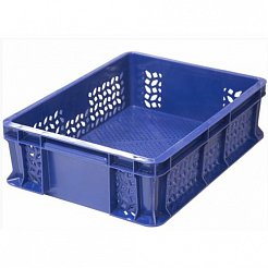 Пластиковый контейнер для хранения универсальный перфорированный, 400х300х120 (Синий)
