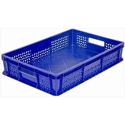 Пластиковый контейнер для хранения универсальный перфорированный, 600х400х120 (Синий)