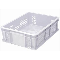 Пластиковый ящик универсальный перфорированный, 400х300х120 (Белый морозостойкий)