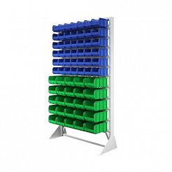 Стеллаж с пластиковыми ящиками односторонний 1150х2000 В1-00-06-05  (синий/зеленый)