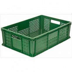 Пластиковый ящик универсальный перфорированный, дно сплошное 600х400х120 (Зеленый)
