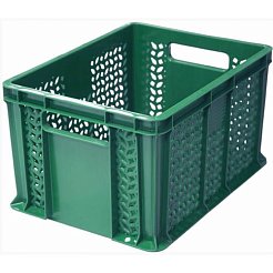 Пластиковый контейнер для хранения универсальный перфорированный, 400х300х230 (Зеленый)