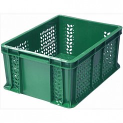 Пластиковый контейнер для хранения универсальный перфорированный, 400х300х180 (Зеленый)
