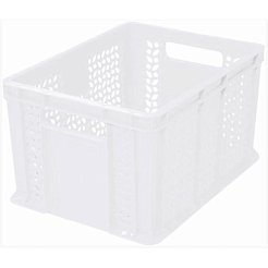 Пластиковый контейнер для хранения универсальный перфорированный, 400х300х230 (Белый морозостойкий)